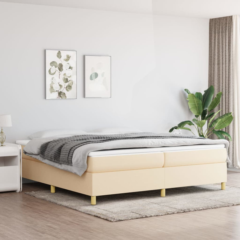 vidaXL Lit tapissier avec matelas crème 200x200 cm tissu