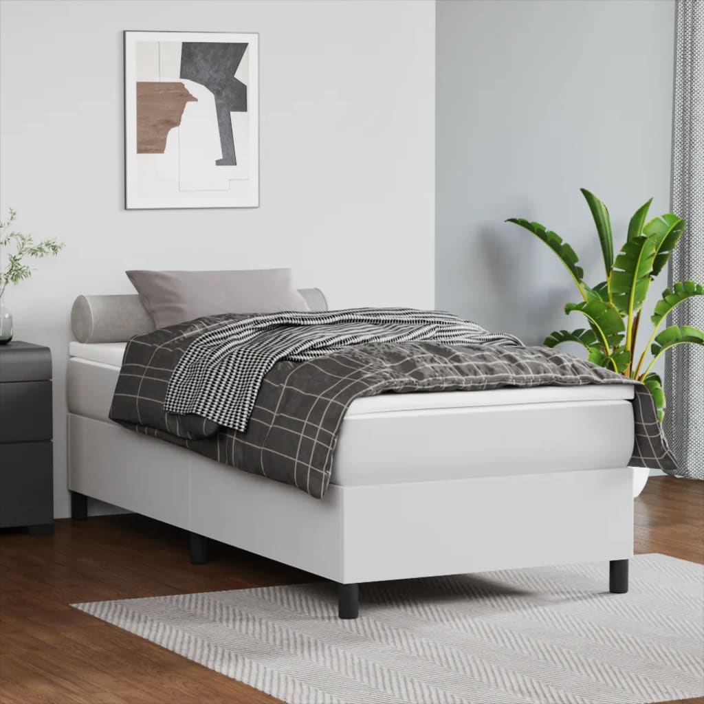 vidaXL Lit coffre avec matelas Blanc 90x200 cm Cuir synthétique