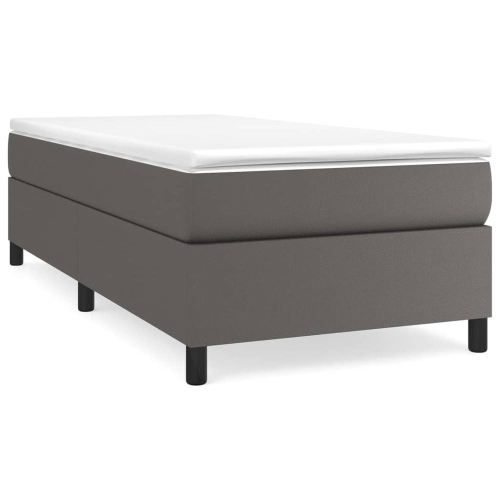 vidaXL Lit coffre avec matelas gris 90x200 cm en similicuir