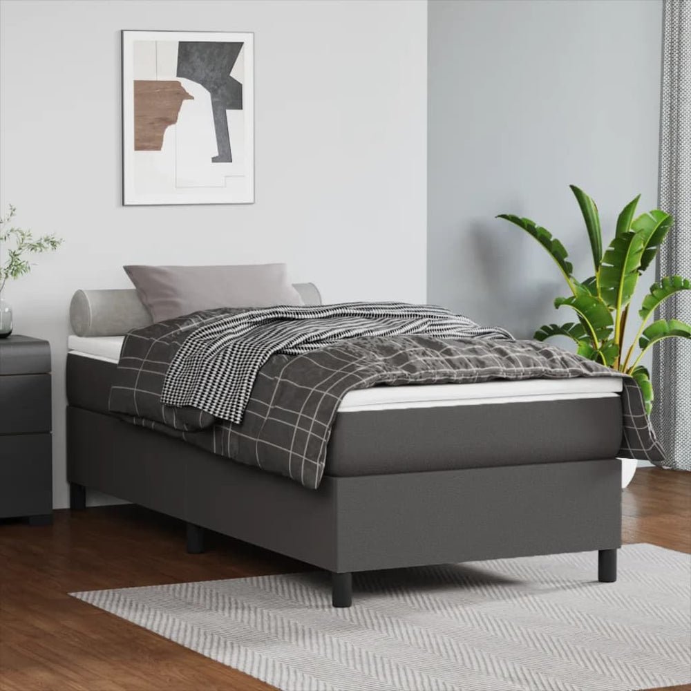 vidaXL Lit coffre avec matelas gris 90x200 cm en similicuir
