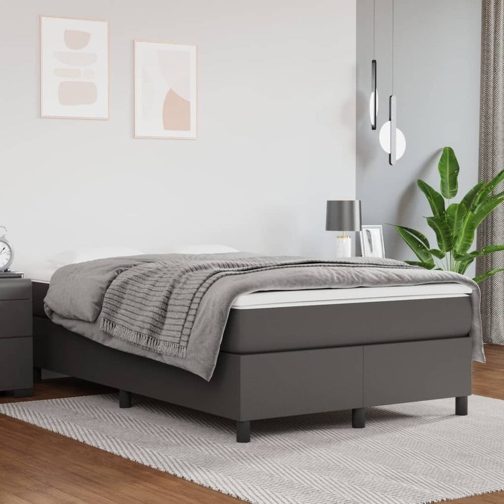 Boxspringbett mit Matratze Grau 120x200 cm Kunstleder