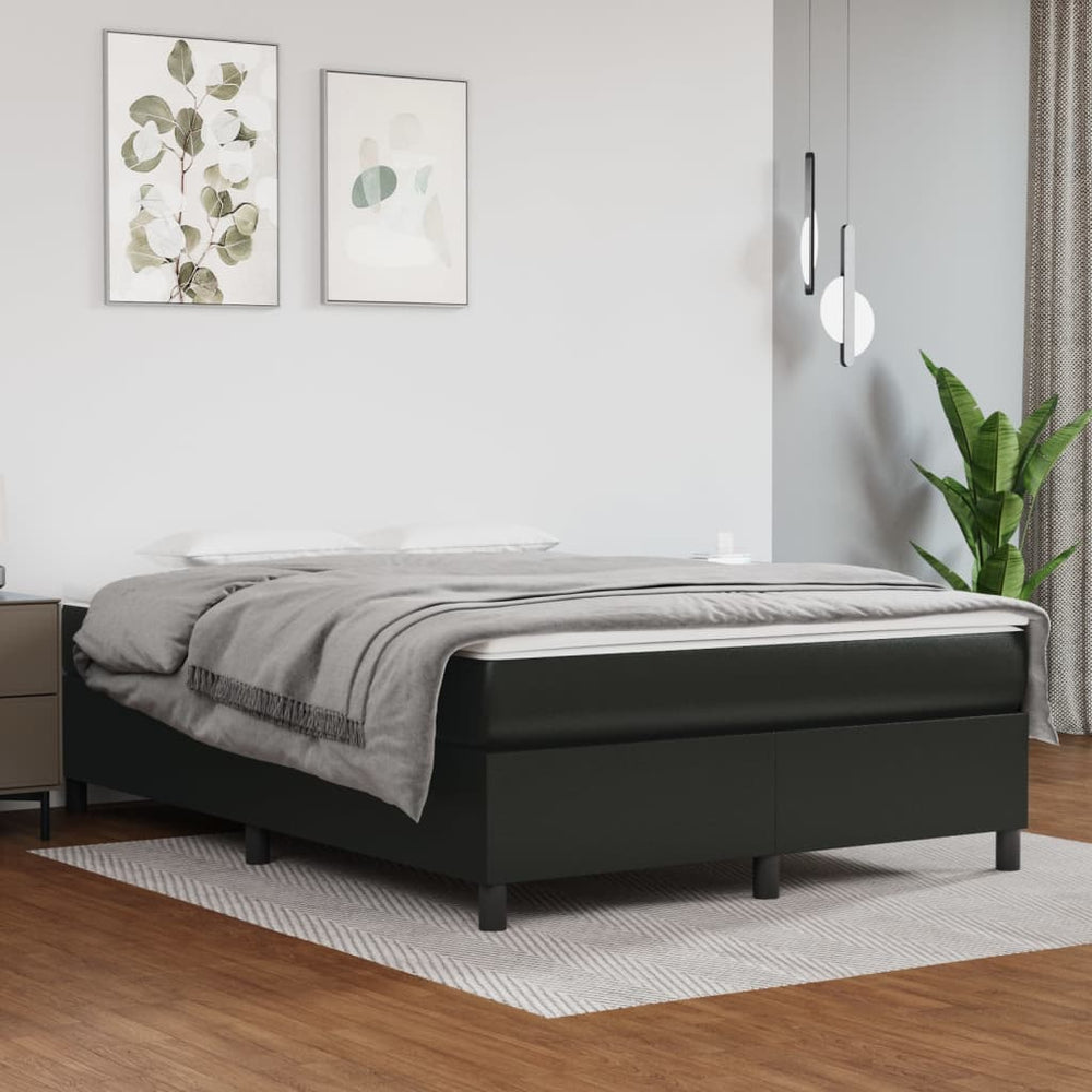 vidaXL Lit tapissier avec matelas Noir 140x190 cm Similicuir