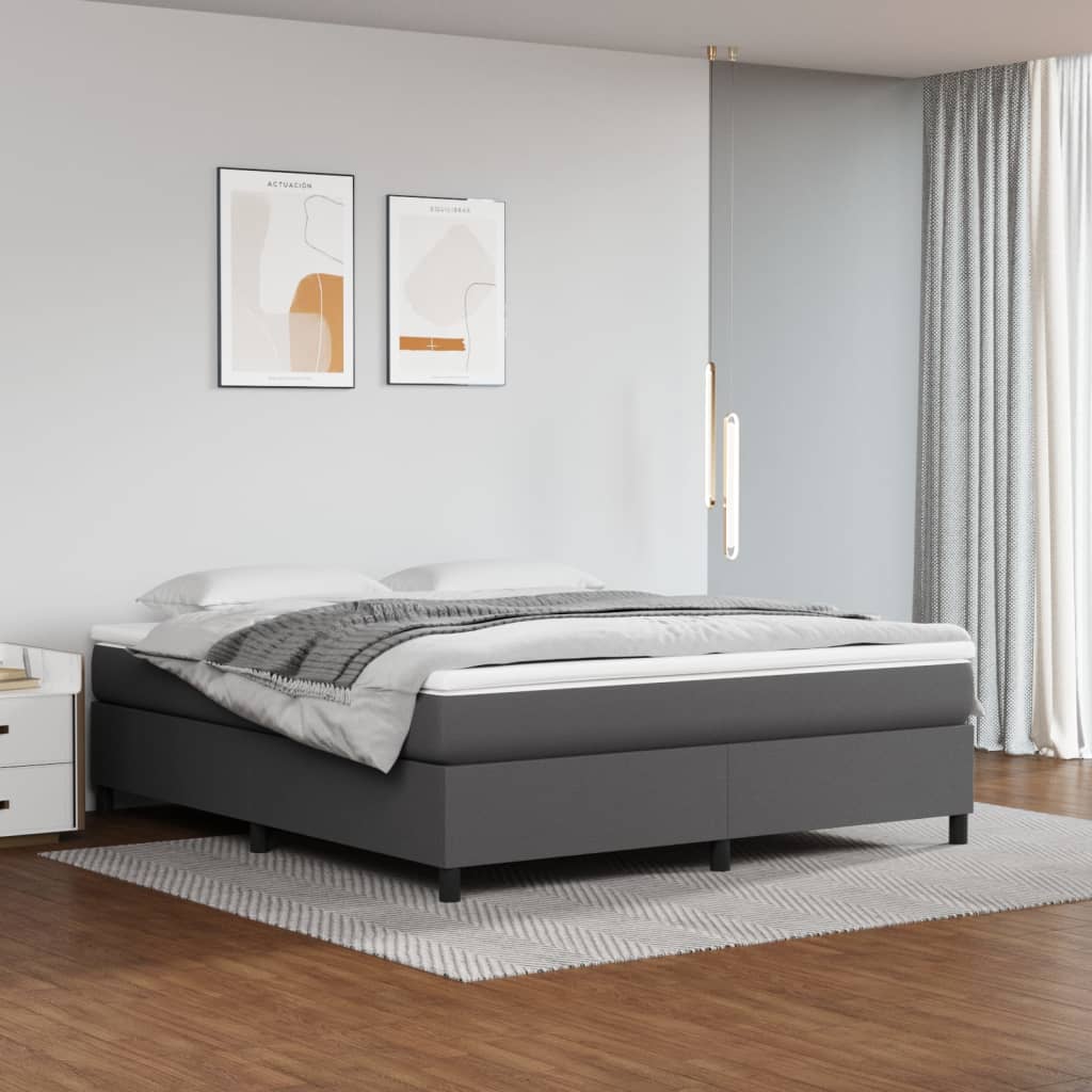 vidaXL Lit coffre avec matelas, gris 160x200 cm, similicuir