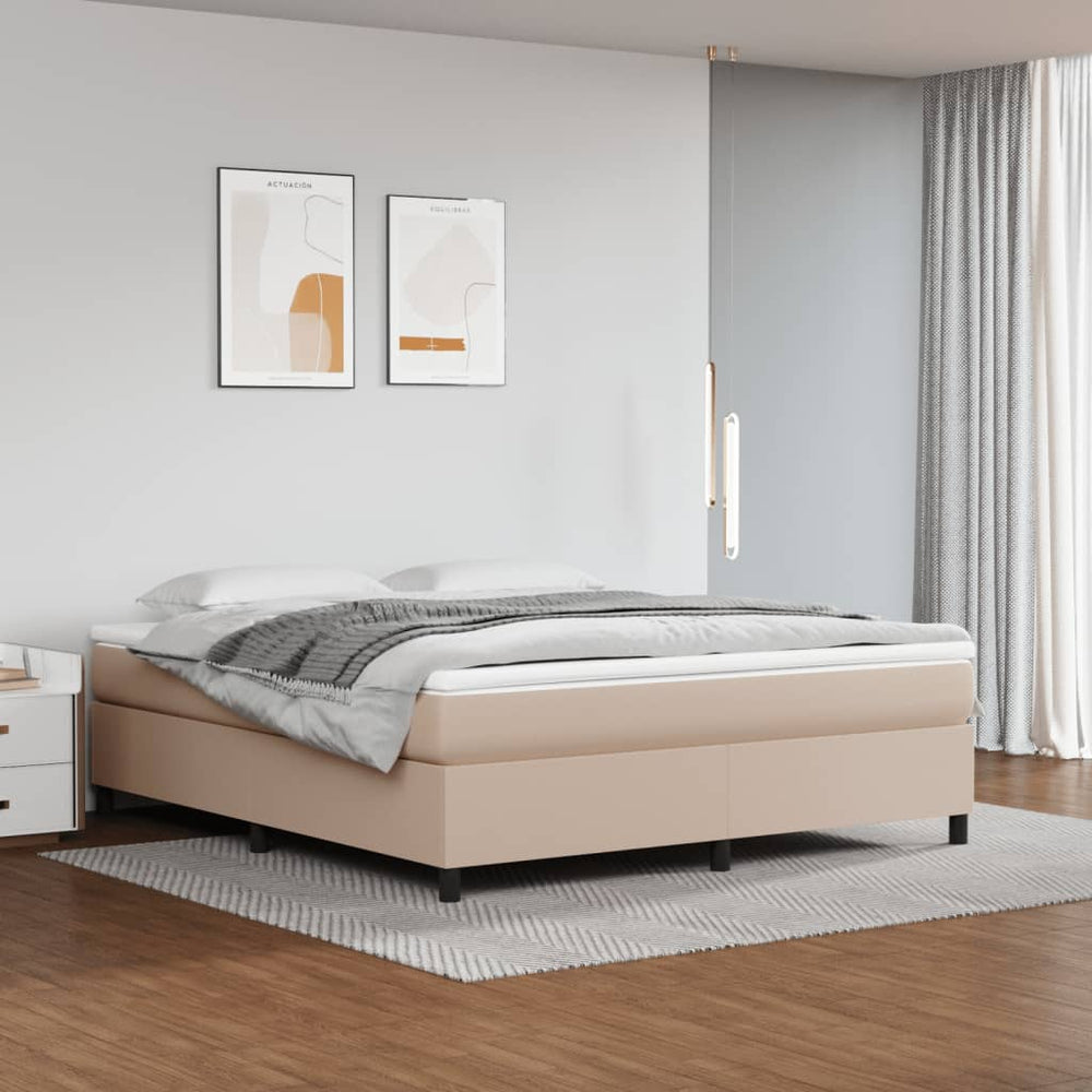vidaXL Lit boxspring avec matelas Cappuccino-marron 160x200 cm Similicuir