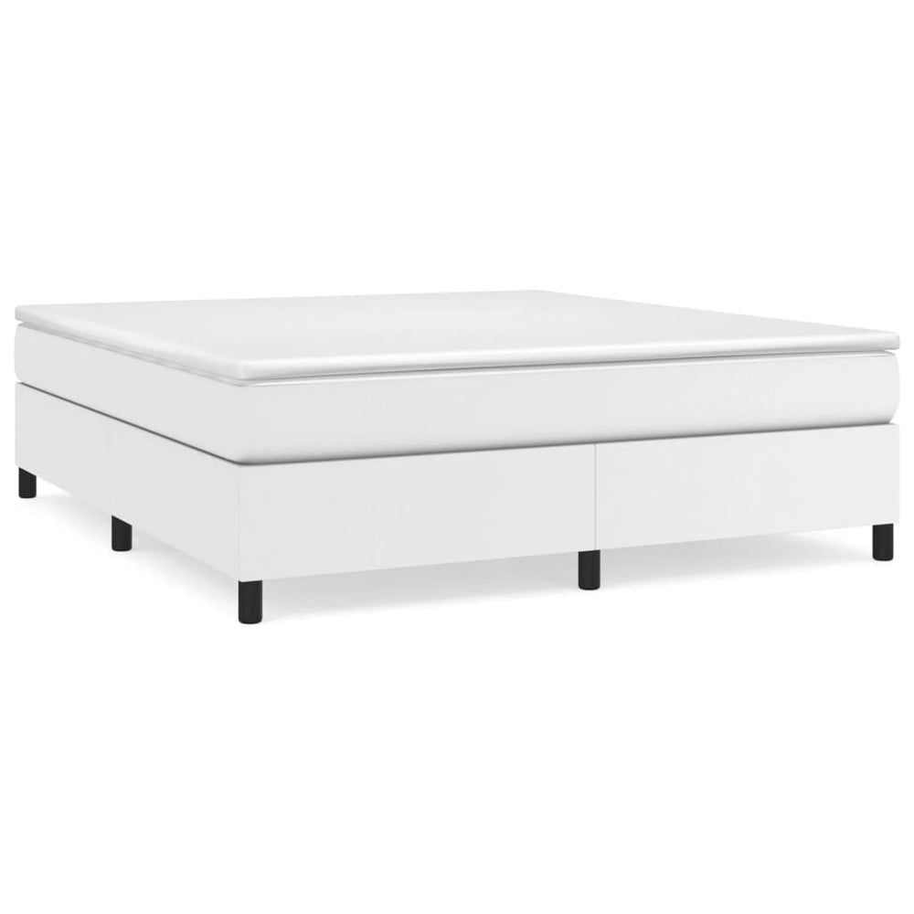 vidaXL Lit tapissier avec matelas Blanc 180x200 cm Similicuir