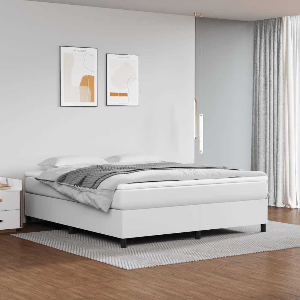 Boxspringbett mit Matratze Weiß 180x200 cm Kunstleder