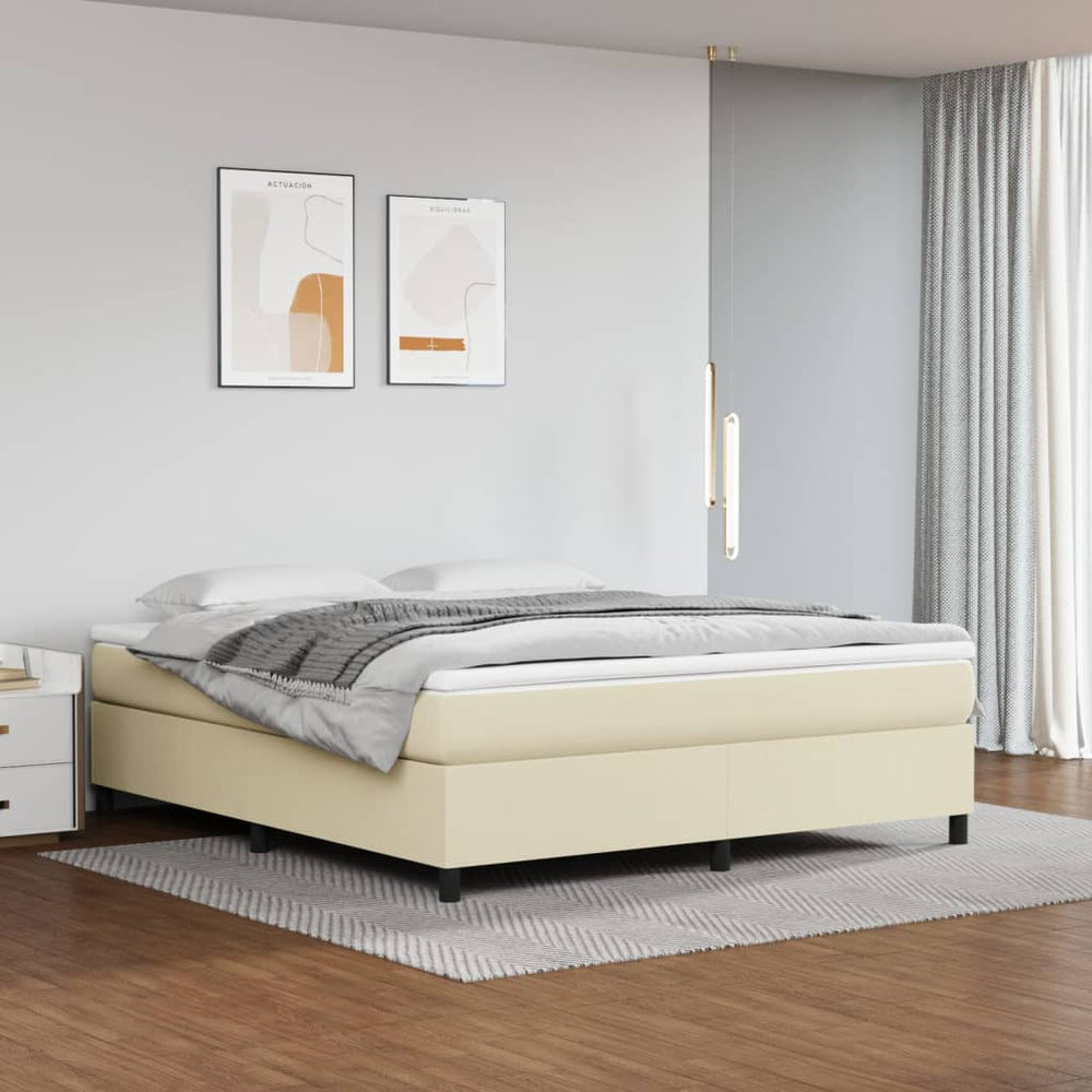 vidaXL Lit coffre tapissier avec matelas crème 180x200 cm similicuir