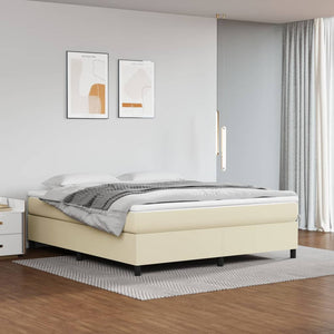 vidaXL Lit coffre tapissier avec matelas crème 180x200 cm similicuir