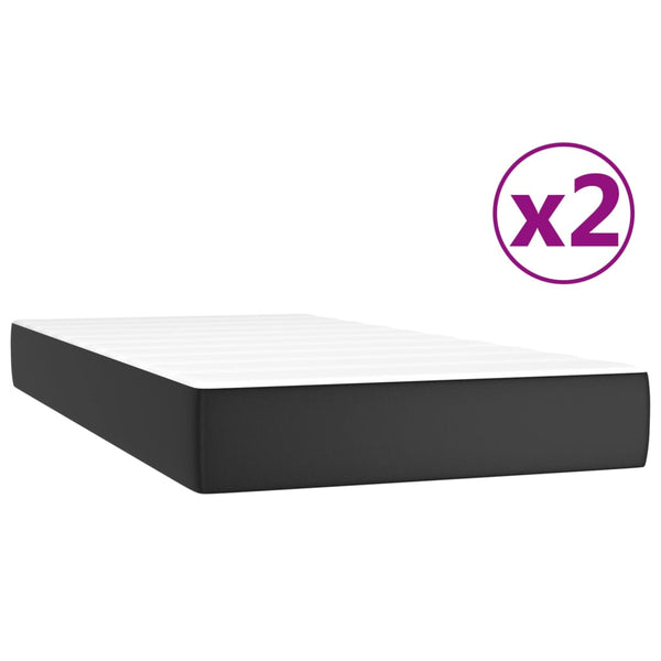 vidaXL Lit avec sommier tapissier et matelas Noir 200x200 cm Similicuir