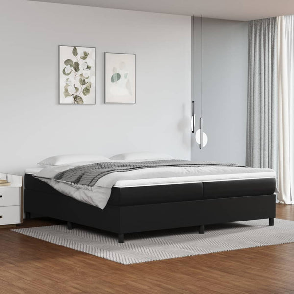 vidaXL Lit avec sommier tapissier et matelas Noir 200x200 cm Similicuir