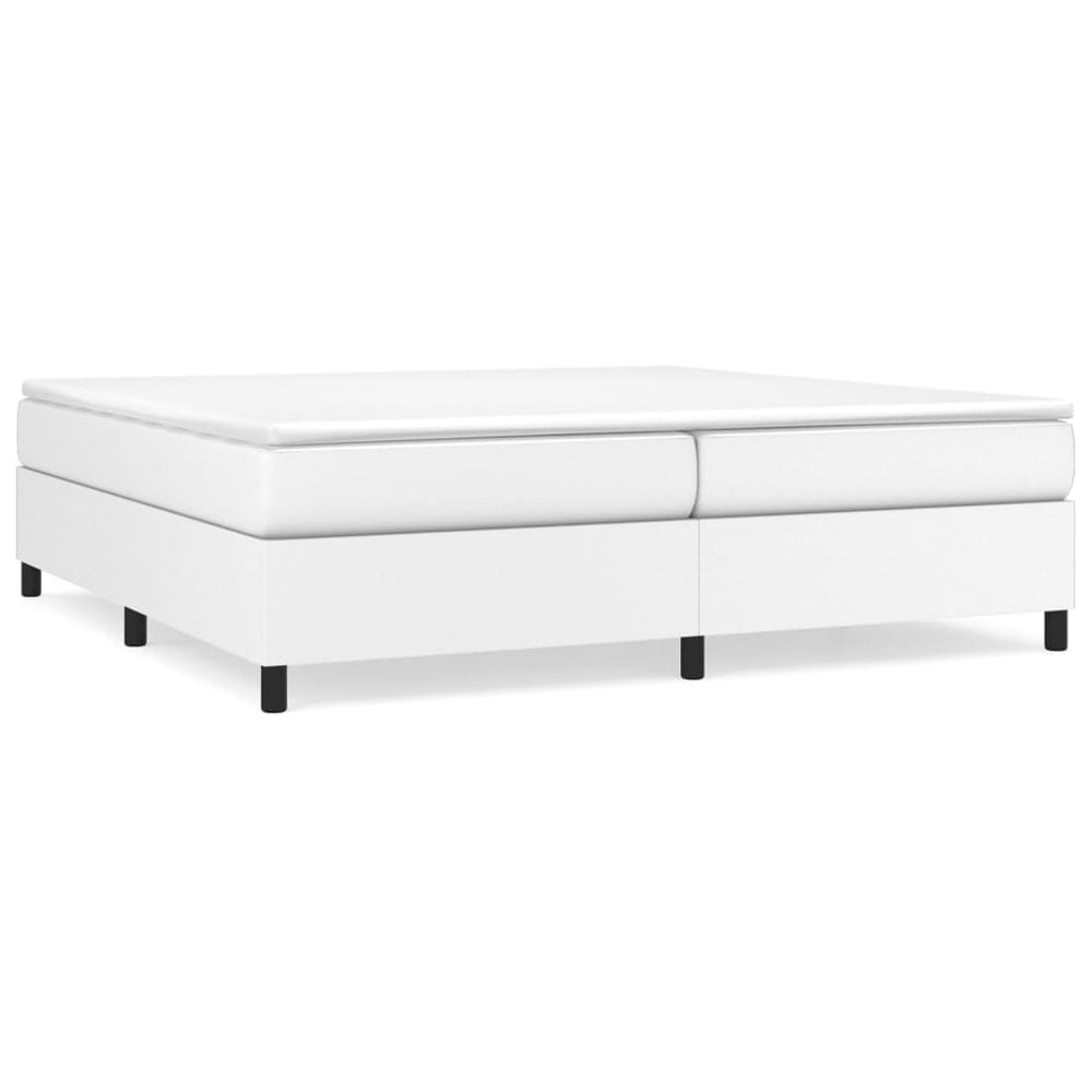 vidaXL Lit boxspring avec matelas Blanc 200x200 cm Similicuir