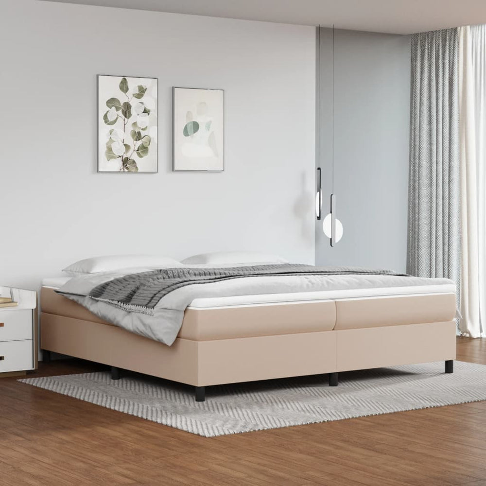 Lit coffre vidaXL avec matelas Cappuccino-Brun 200x200 cm Similicuir