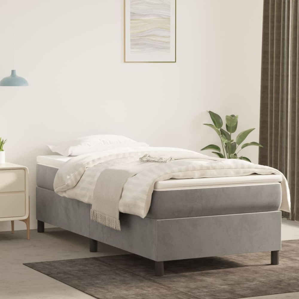 vidaXL Lit tapissier avec matelas Gris clair 80x200 cm Velours