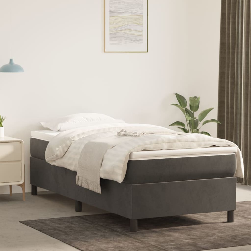 vidaXL Lit coffre avec matelas Gris foncé 80x200 cm Velours