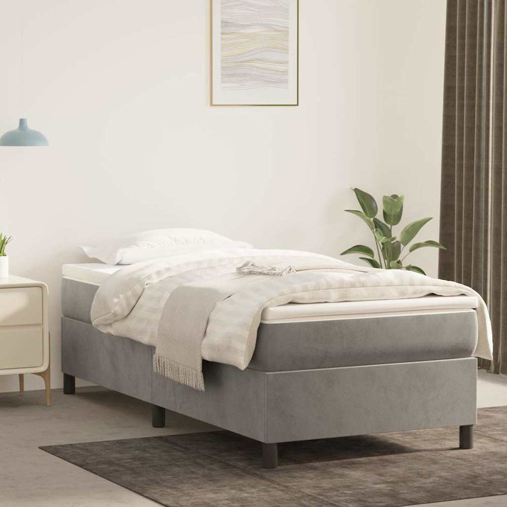 vidaXL Lit coffre avec matelas Gris clair 90x190 cm Velours