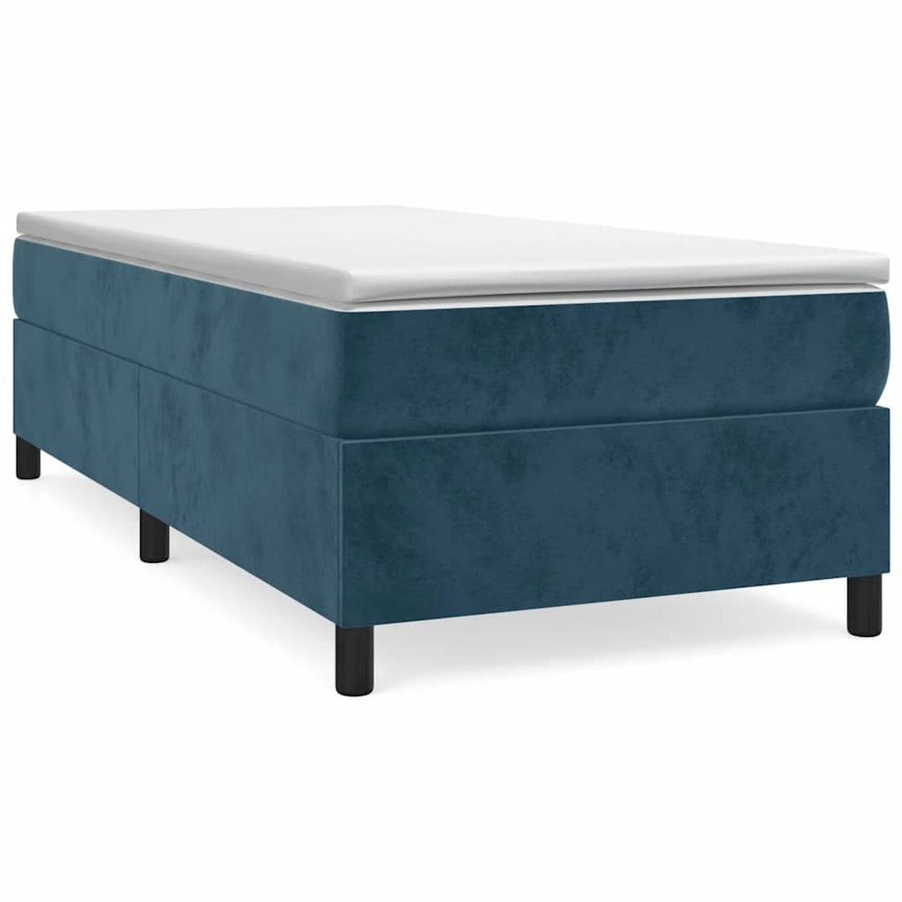 vidaXL Lit coffre avec matelas Bleu foncé 90x190 cm Velours