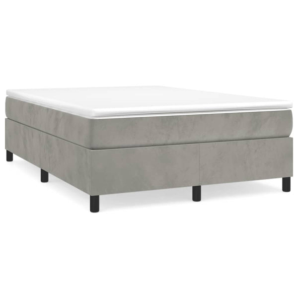 vidaXL Lit coffre avec matelas Gris clair 140x190 cm Velours