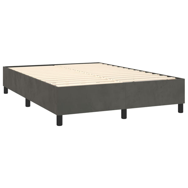 vidaXL Box Spring Bed with Mattress Dark Grey 140x190 cm Velvet