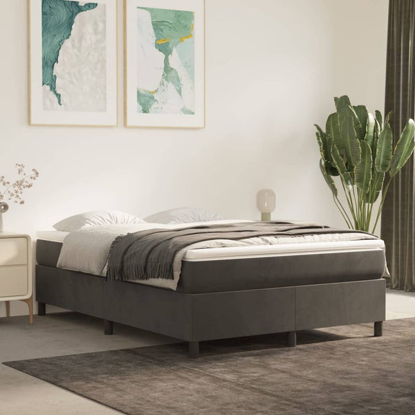 vidaXL Box Spring Bed with Mattress Dark Grey 140x190 cm Velvet