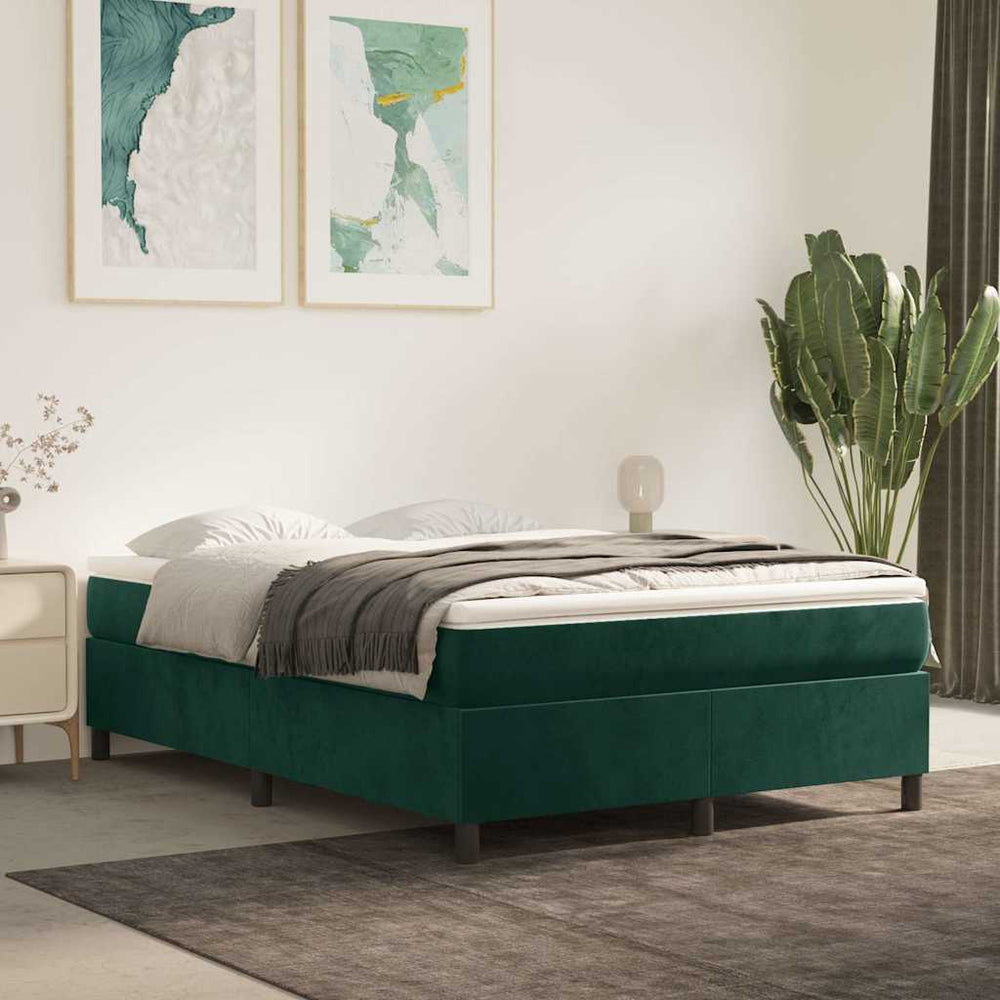 Boxspringbett mit Matratze Dunkelgrün 140x190 cm Samt