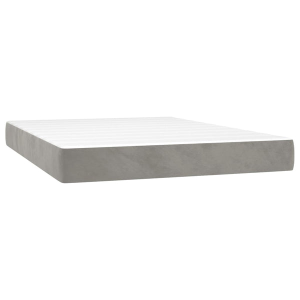 vidaXL Lit tapissier avec matelas Gris clair 140x200 cm Velours