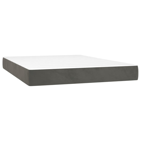 vidaXL Box Spring Bed with Mattress Dark Gray 140x200 cm Velvet