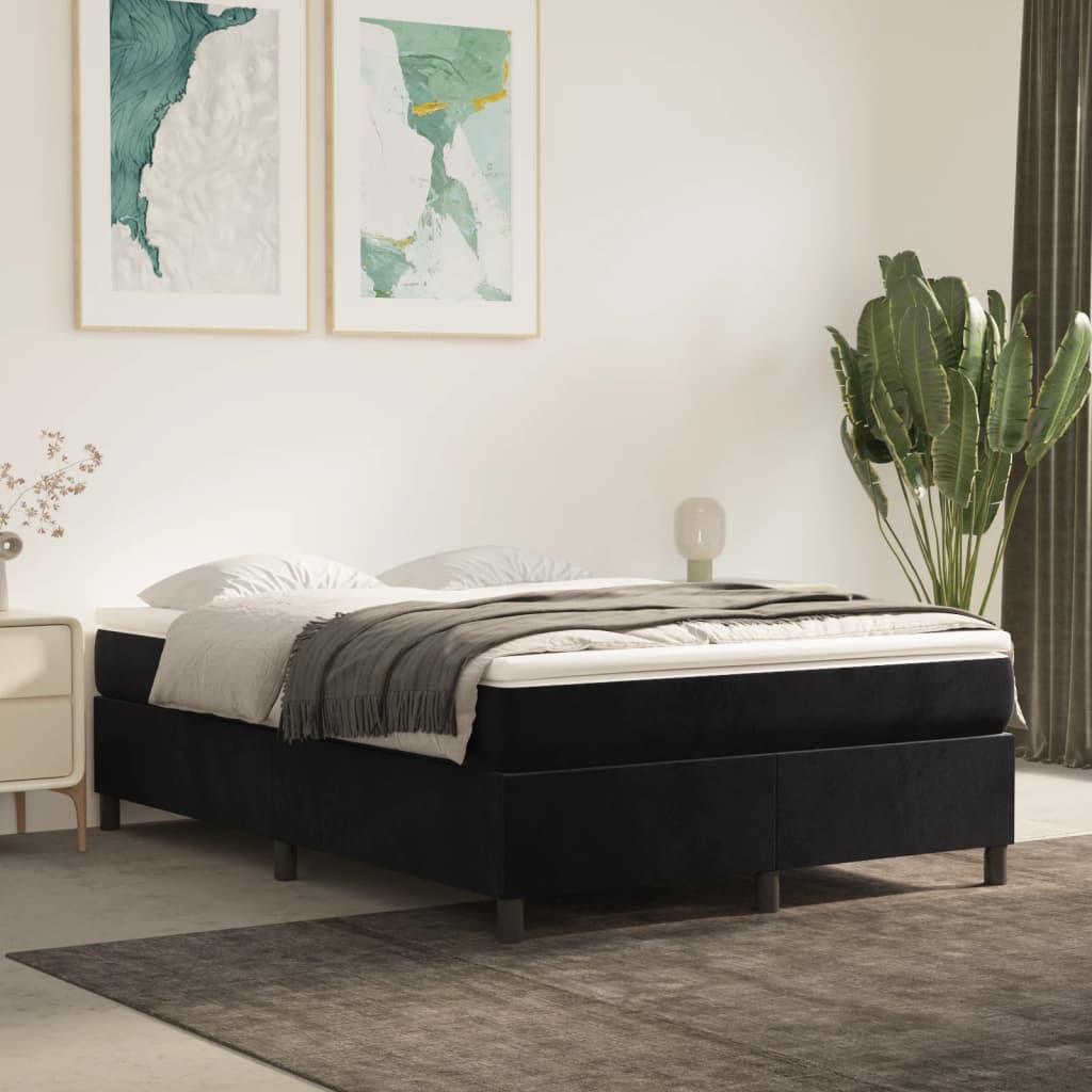 vidaXL Lit coffre avec matelas Noir 140x200 cm Velours