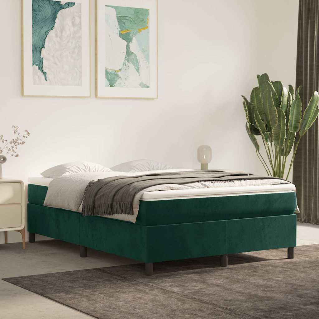 Boxspringbett mit Matratze Dunkelgrün 140x200 cm Samt