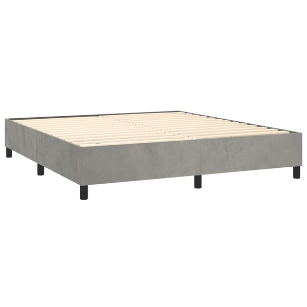 vidaXL Lit tapissier avec matelas Gris clair 160x200 cm Velours