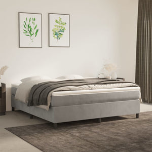 vidaXL Lit tapissier avec matelas Gris clair 160x200 cm Velours