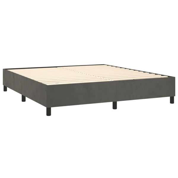 vidaXL Box Spring Bed with Mattress Dark Grey 160x200 cm Velvet