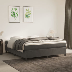 vidaXL Box Spring Bed with Mattress Dark Grey 160x200 cm Velvet