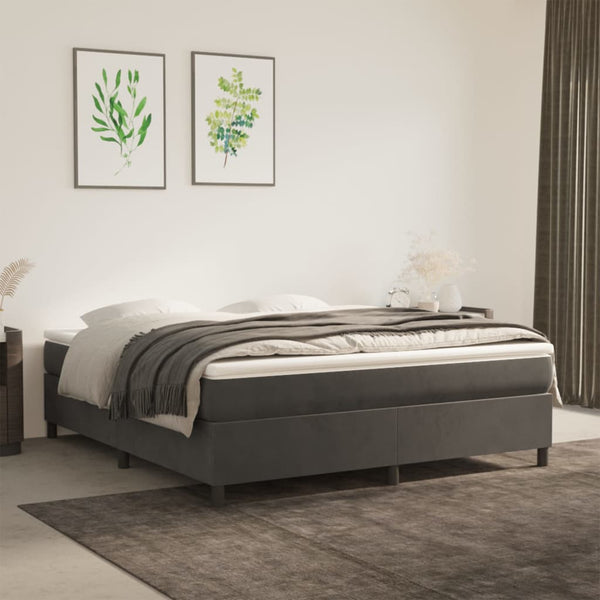 vidaXL Box Spring Bed with Mattress Dark Grey 160x200 cm Velvet