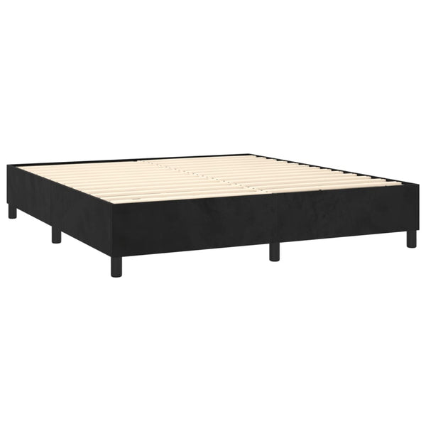 vidaXL Lit tapissier avec matelas Noir 160x200 cm Velours