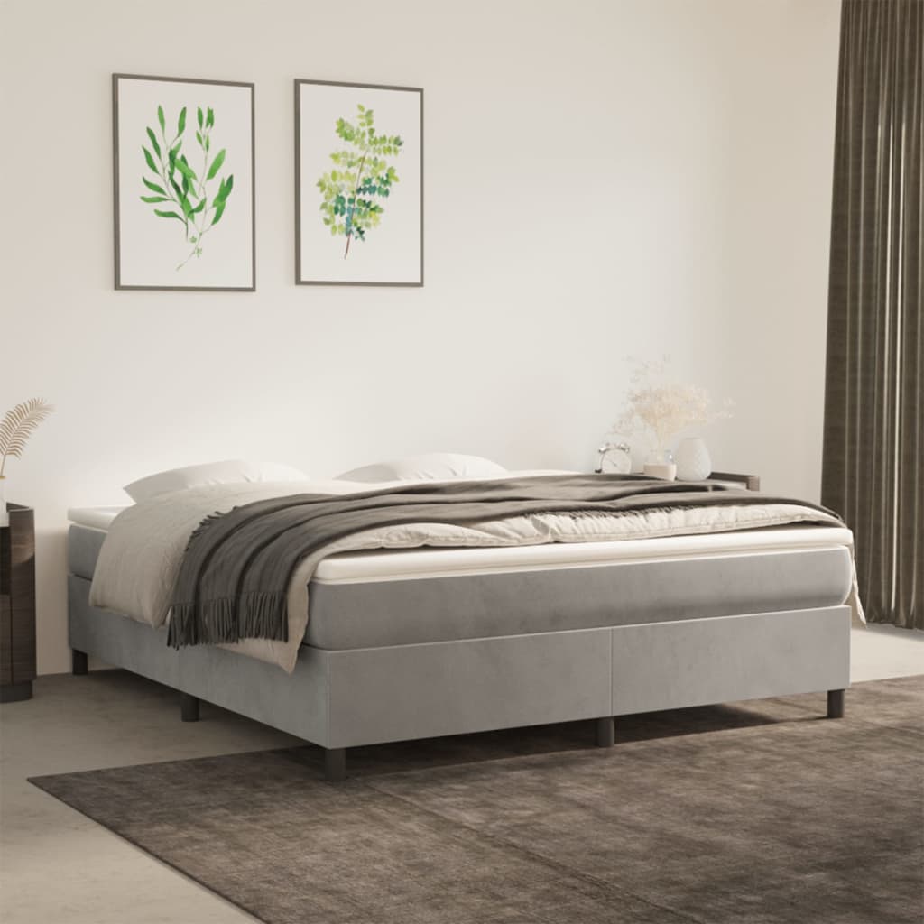 vidaXL Lit tapissier avec matelas Gris clair 180x200 cm Velours