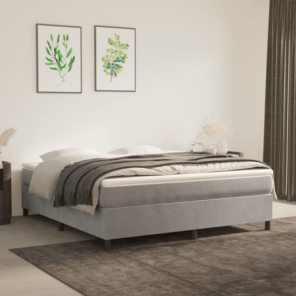 vidaXL Lit tapissier avec matelas Gris clair 180x200 cm Velours