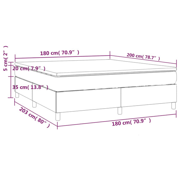 vidaXL Box Spring Bed with Mattress Dark Grey 180x200 cm Velvet