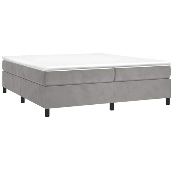vidaXL Lit tapissier avec matelas Gris clair 200x200 cm Velours