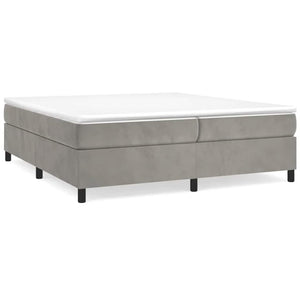 vidaXL Lit tapissier avec matelas Gris clair 200x200 cm Velours