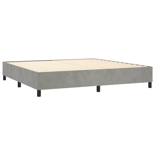 vidaXL Lit tapissier avec matelas Gris clair 200x200 cm Velours