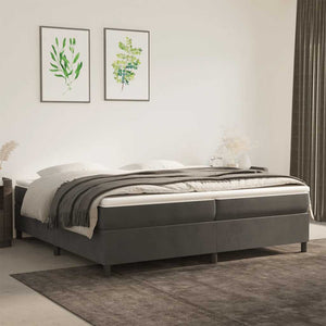 vidaXL Lit tapissier avec matelas Gris foncé 200x200 cm Velours