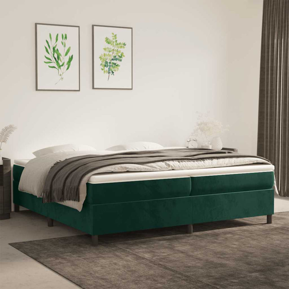 Boxspringbett mit Matratze Dunkelgrün 200x200 cm Samt