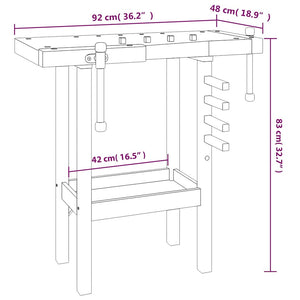 vidaXL Établi avec étaux 92x48x83 cm Bois d'acacia massif