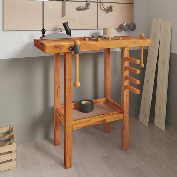 vidaXL Établi avec étaux 92x48x83 cm Bois d'acacia massif