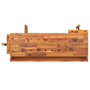 Werkbank mit Schublade und Schraubstöcken 124 x 52 x 83 cm Massivholz Akazie