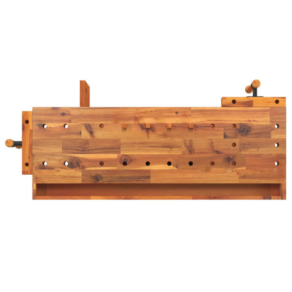 Werkbank mit Schublade und Schraubstöcken 124 x 52 x 83 cm Massivholz Akazie