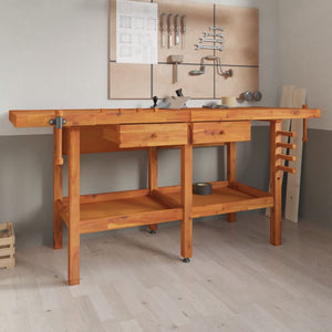 Werkbank mit Schubladen Schraubstöcken 192x62x83 cm Akazienholz