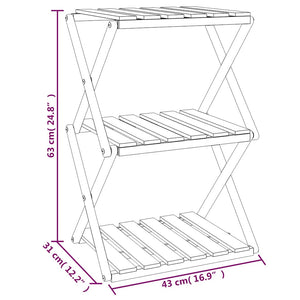 Klappregal 3 Böden Braun 43x31x63 cm Massivholz Akazie