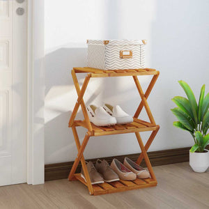 Klappregal 3 Böden Braun 43x31x63 cm Massivholz Akazie