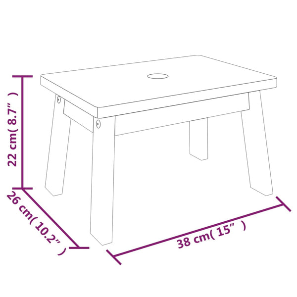Tritthocker 38x26x22 cm Massivholz Akazie